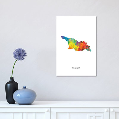 Georgia Map by Michael Tompsett - Wrapped Canvas Print