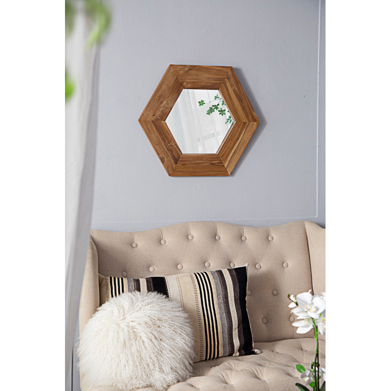 Miroir hexagonal, décoration murale pour le salon, Naturel