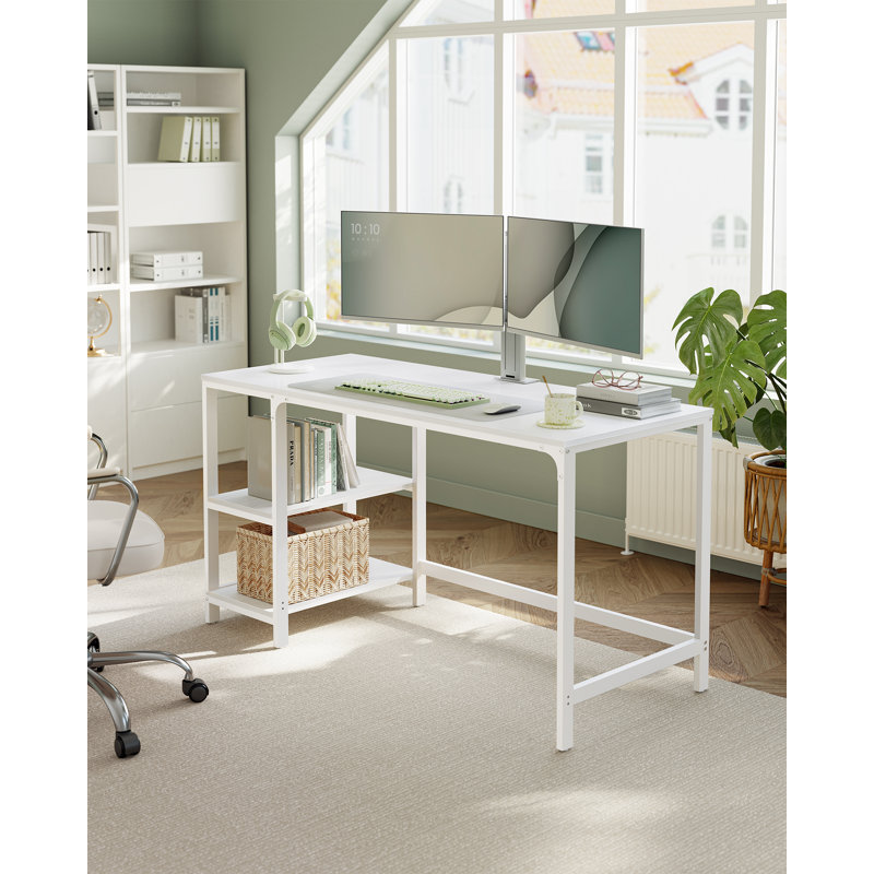 Alaudin Metal Base Computer Desk, White