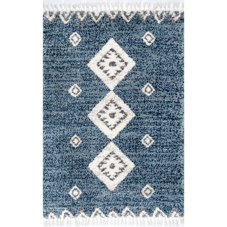 Hassan Geometric Blue Area Rug