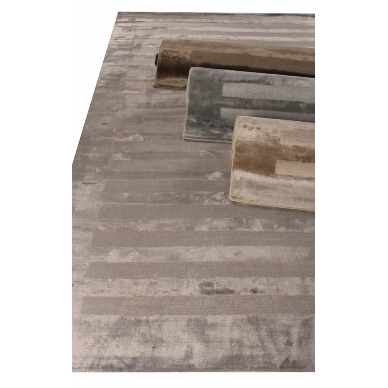 Wide Stripe Striped Area Rug in Gold, Rectangle 8' x 10'
