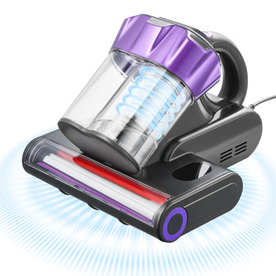 Mattress Vacuum Cleaner, 550W Bed Vacuum Cleaner with 18Kpa Powerful Suction and Dual Dust Bin, HEPA Filter & Heating, Ultrasound Tech & Cleaning Lights, Handheld for Bed, Sofa, Corded, Grey