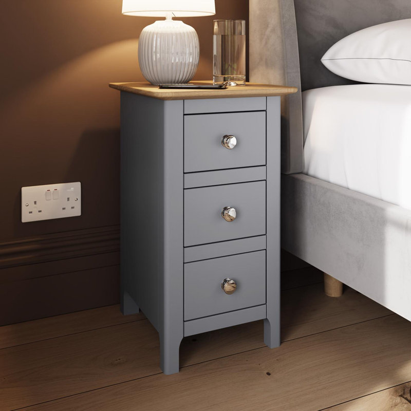 Clary 3 Drawer Bedside Table, Grey