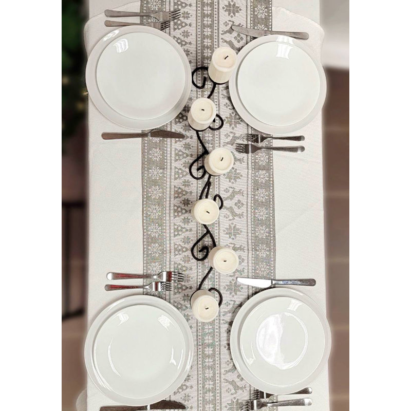 Gray Nordic Christmas Table Runner F07M5-9B Silver