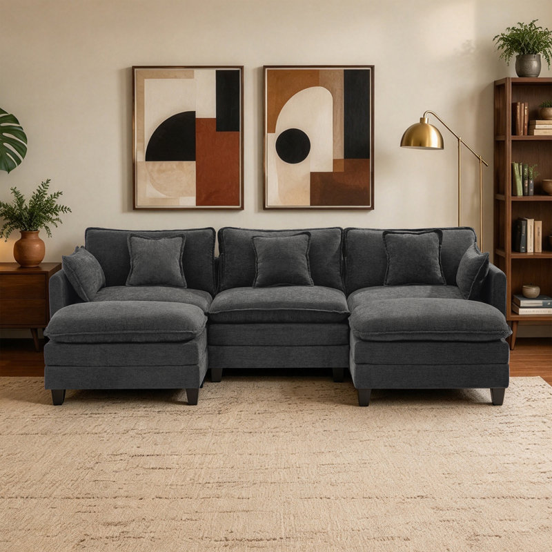Upholstered Sectional, Chenille noir