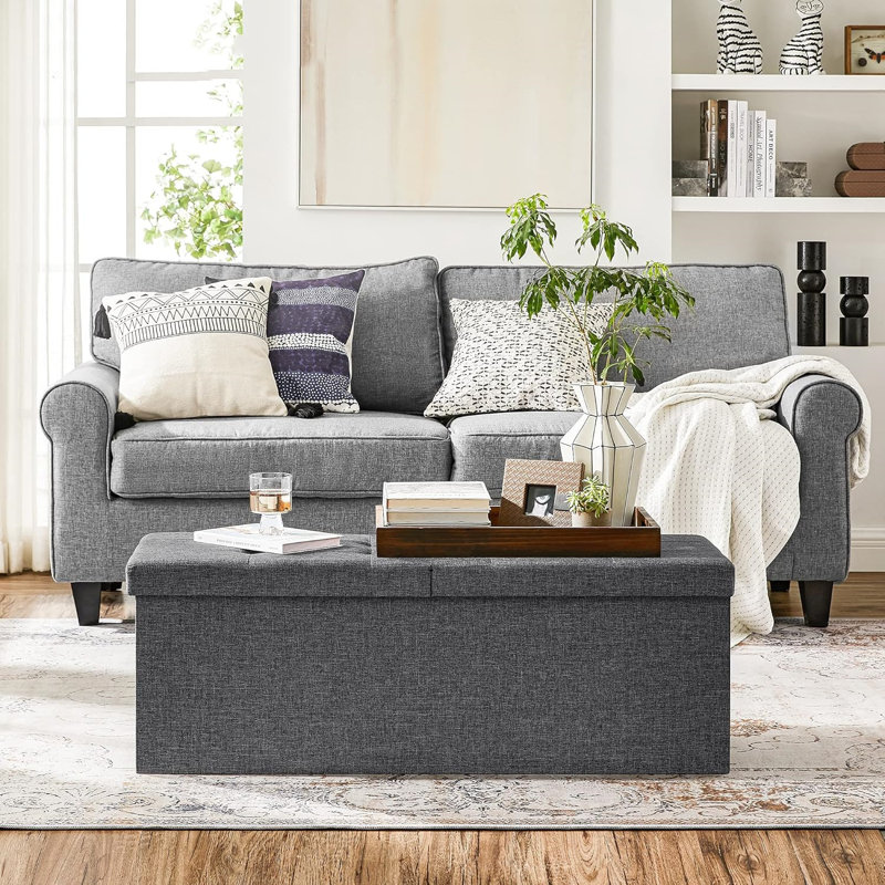 Taigan 110cm Wide Rectangle No Pattern Ottoman with Storage