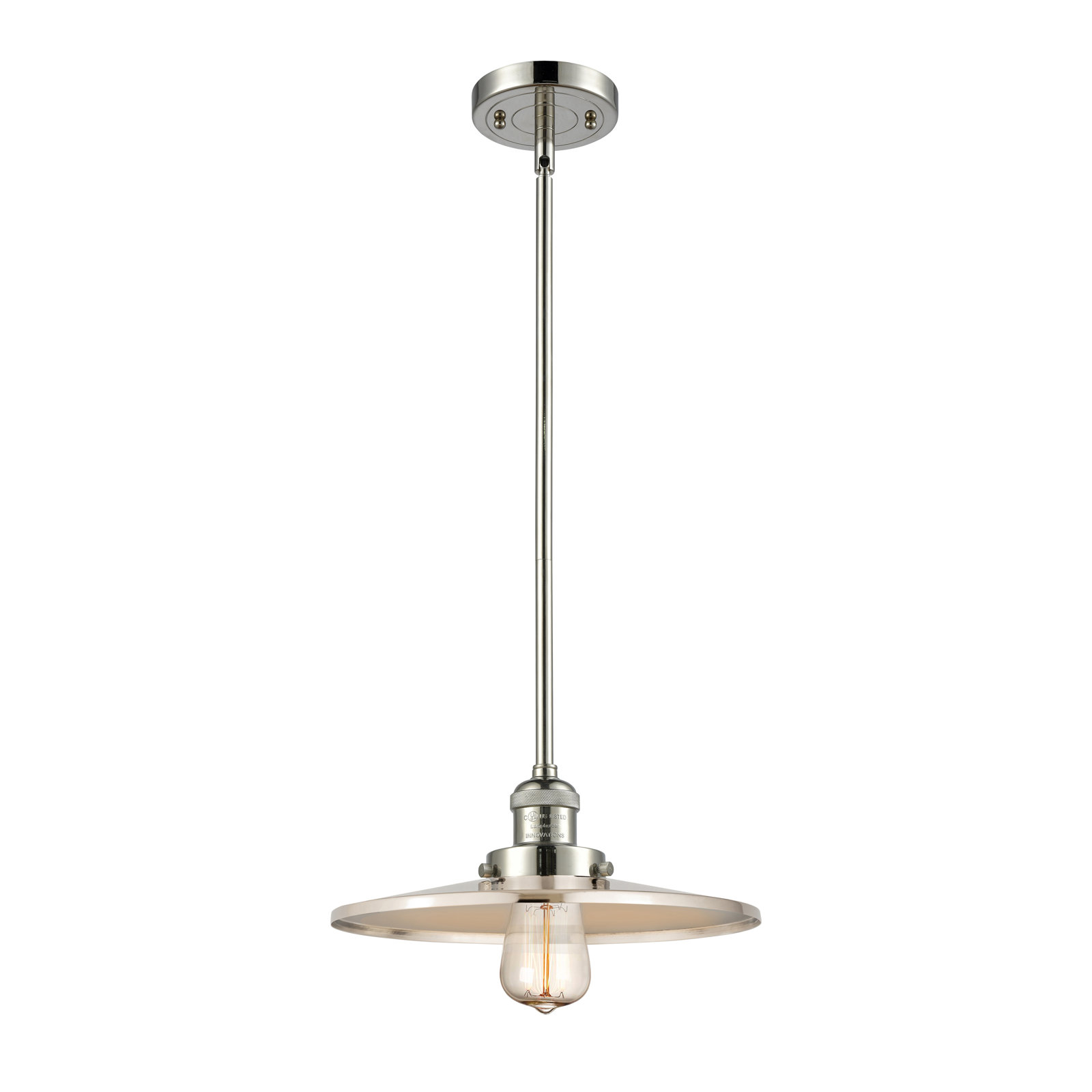 Rouvin Single Light Metal Dimmable Pendant, 5.38" H x 12" W x 12" D, Polished Chrome, Polished Chrome