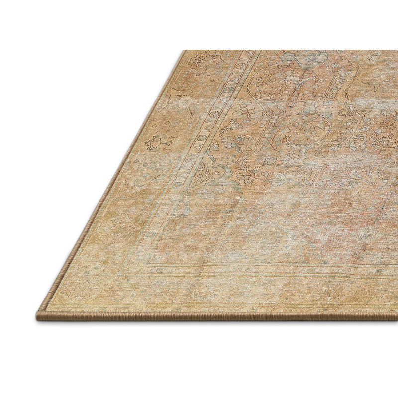 Tapis traditionnel beige / rose clair Demare, Rectangle 4 pi x 6 pi