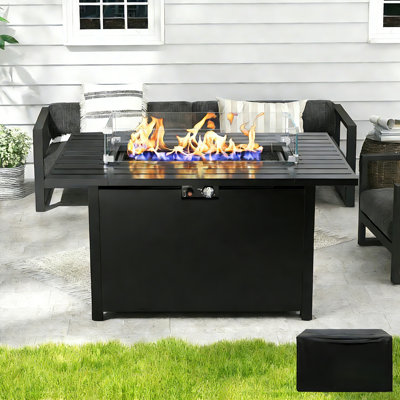 Celyn Rosalin 43'' Propane Fire Pit Table with Waterproof Cover