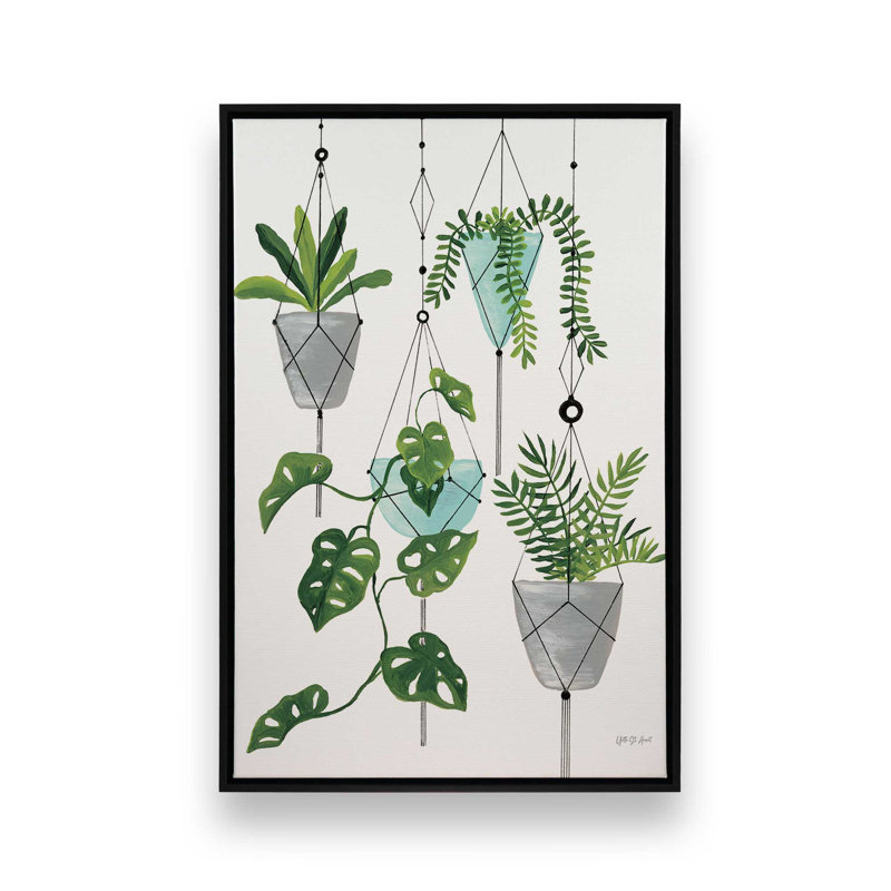 «My Boho Plants II» par Yvette St. Amant, reproduction d'art, Noir, H 16 po x l 12 po, Cadre flottant