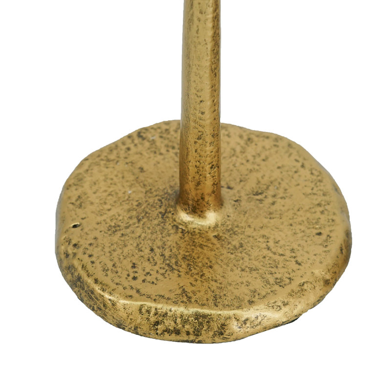 Gold Iron Candlesticks with Round Base - Set of 3