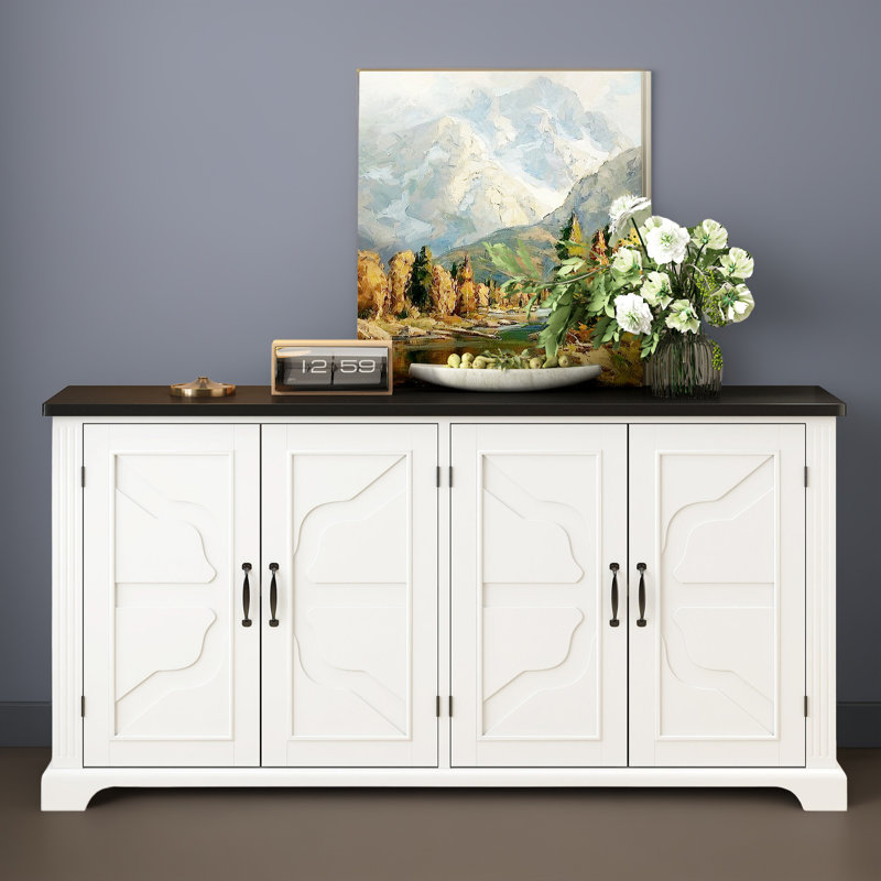 62.82" Kitchen Storage Sideboard Buffet Cabinet Console Table, White