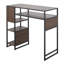 Table de bar d'une hauteur de 39,5 pouces avec structure en acier et finition brune, tablettes de rangement ouvertes pour la cuisine ou le salon