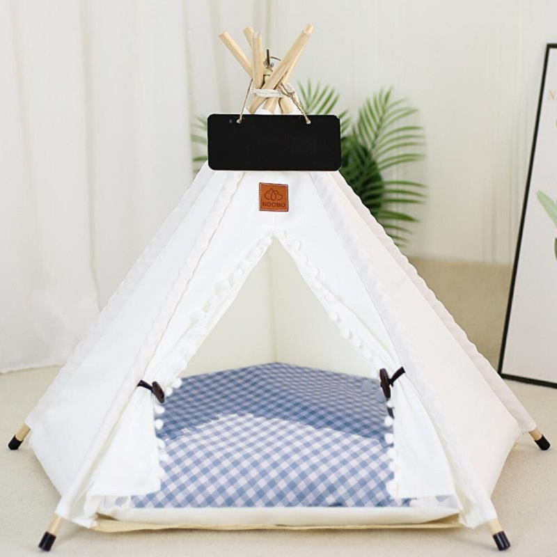 Portable Washable Pet Teepee Tent Bed, Blue