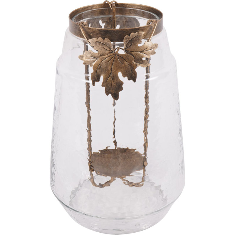 Glass Tabletop Hurricane, 37 cm H x 24.5 cm W x 24.5 cm D
