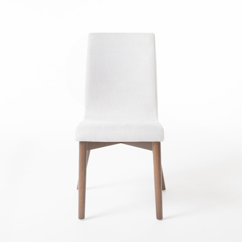 Edgware 18.25'' H Fabric Upholstered Side Chair, Light Beige, Walnut