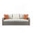 Fabric & Gray Wicker Patio Sofa W/2 Pillows & 2 Ottomans