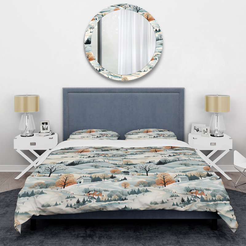 Winter Scandinavian Landscape III Duvet Cover, Twin Duvet Cover + 1 Standard Sham