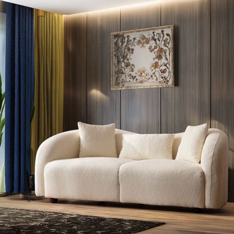 2-Seat Sofa Loveseat With Walnut Legs