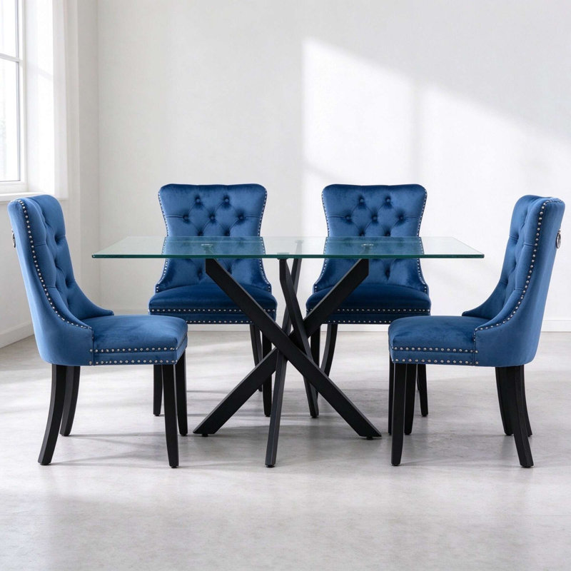 Ensemble de tables de salle à manger Modern Modern, Navy/Black, Black
