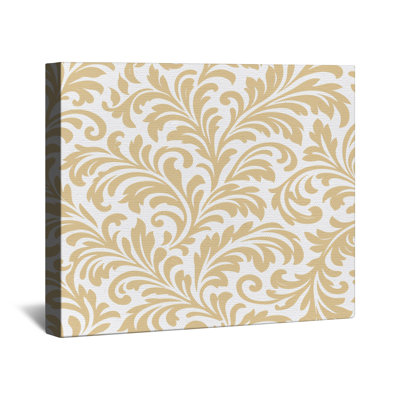 Beige Floral Damask Canvas Gallery Wrap in Many Sizes
