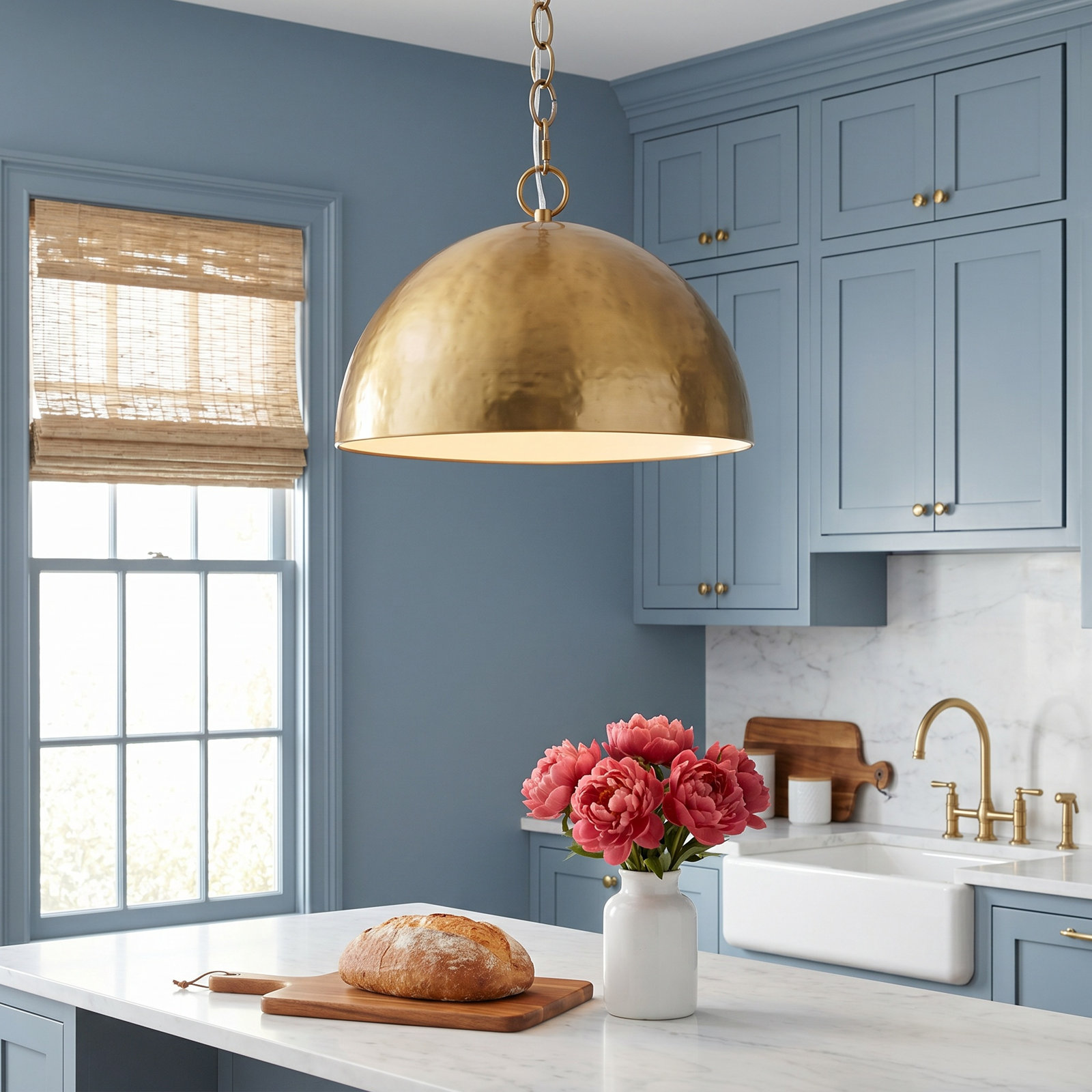 Tarver Single Light Metal Dimmable Pendant, Burnished Brass