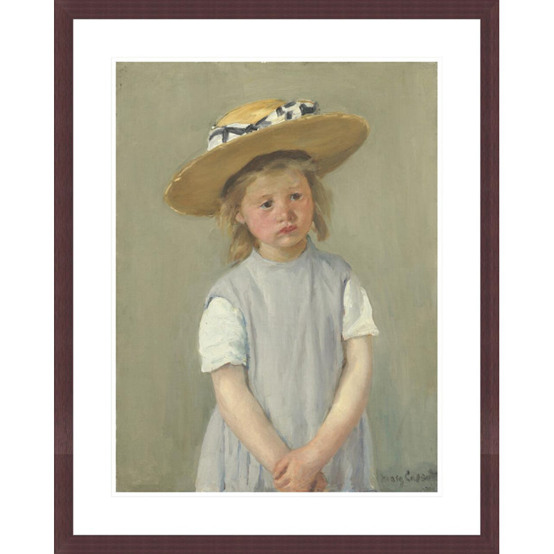 « Enfant au chapeau de paille » de Mary Cassatt – Reproduction giclée encadrée, H 29,25 po x l 23,5 po