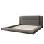 Lit plateforme tapissier de plancher avec tête de lit en bois allongée et tablette de chevet, aucun sommier nécessaire-767585368