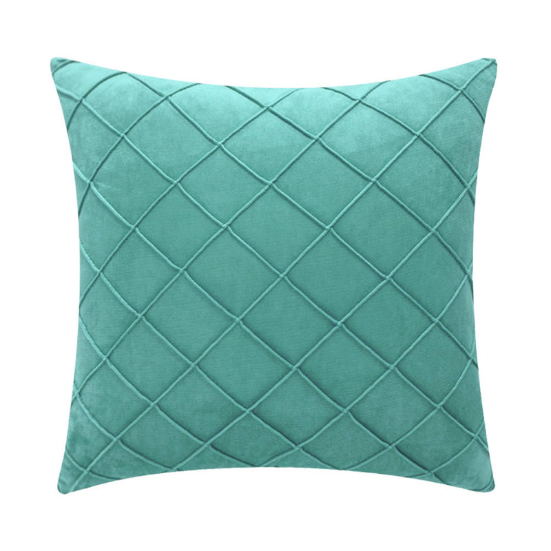 Housse de coussin carré en velours et insert, 20 po x 20 po, Vert turquoise, Housse de coussin seulement - sans coussin