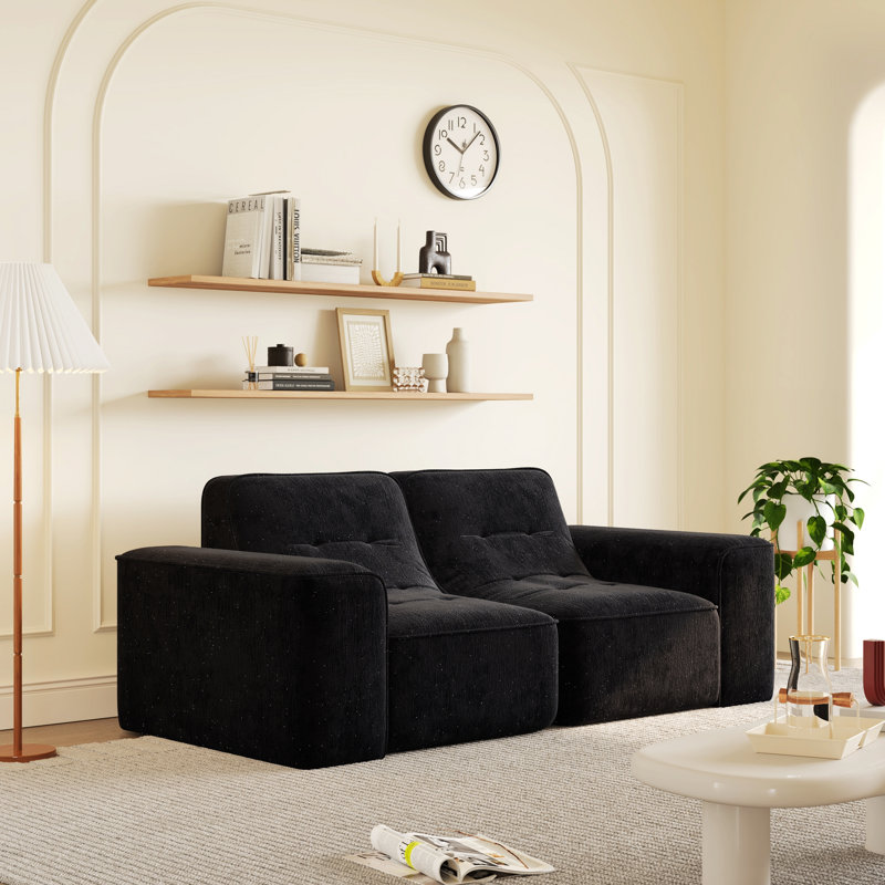 Canapé rembourré avec design capitonné, Noir