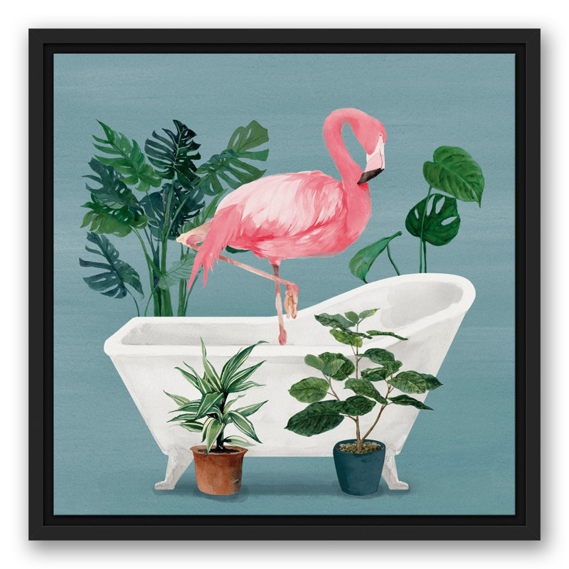 Flamant rose dans la baignoire, H 17,75 po x l 17,75 po x P 1,75 po