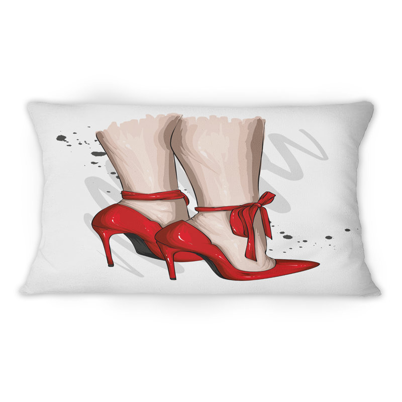 Jambes de femme avec talons aiguilles rouges II - Coussin décoratif imprimé moderne