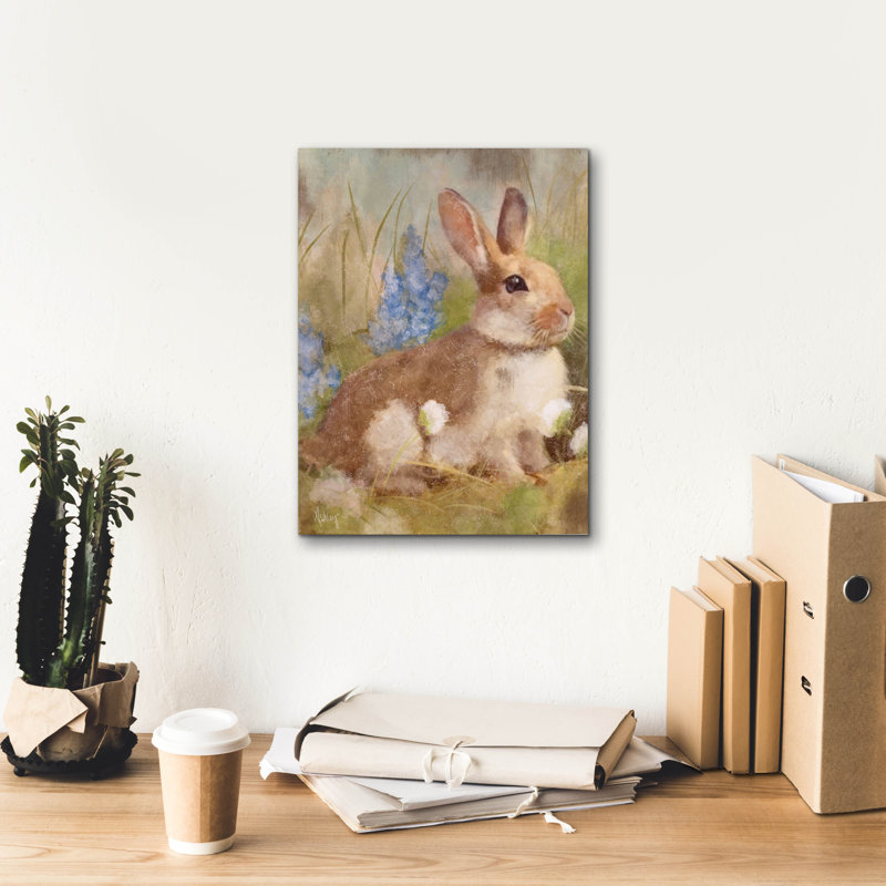 «Bunny in Meadow» par Ashley Bradley, art mural sur toile, 26 po x 30 po, H 16 po x l 12 po x P 0,75 po