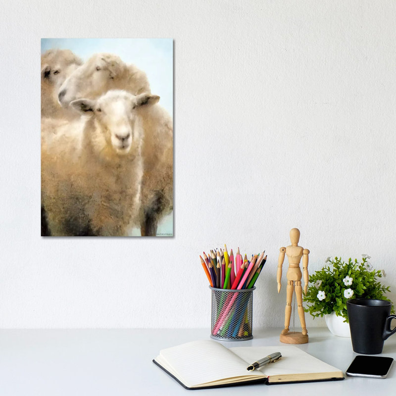 Three Sheep Portrait by Bluebird Barn - Wrapped Canvas Print, 20.32 cm H x 30.48 cm W
