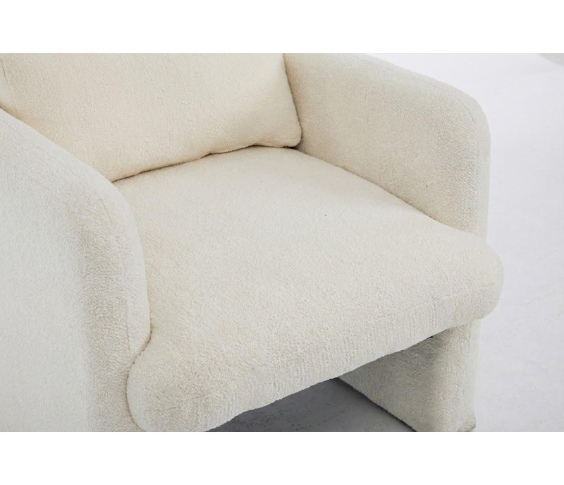 Canapé simple rembourré Modern Boucle, Blanc ancien