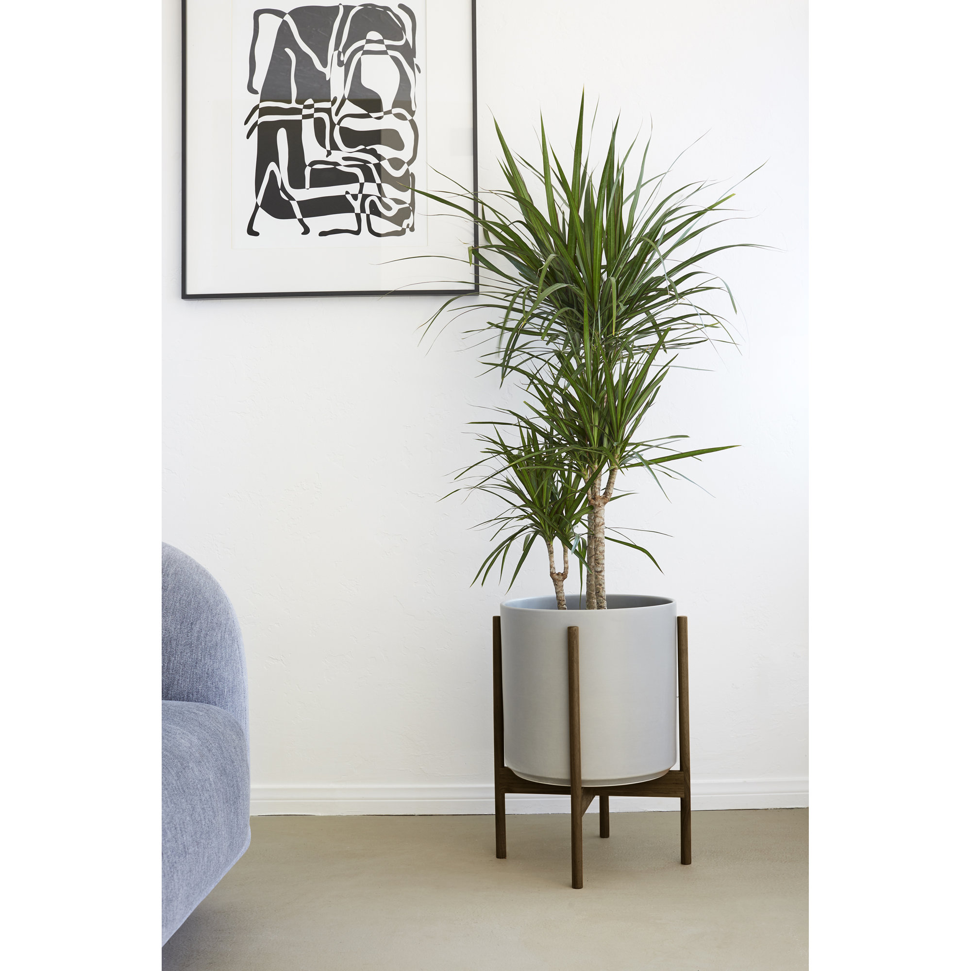 Riverside Handmade Ceramic Pot Planter, Gray/Darkened Teak, 20.25" H x 17.5" W x 17.5" D