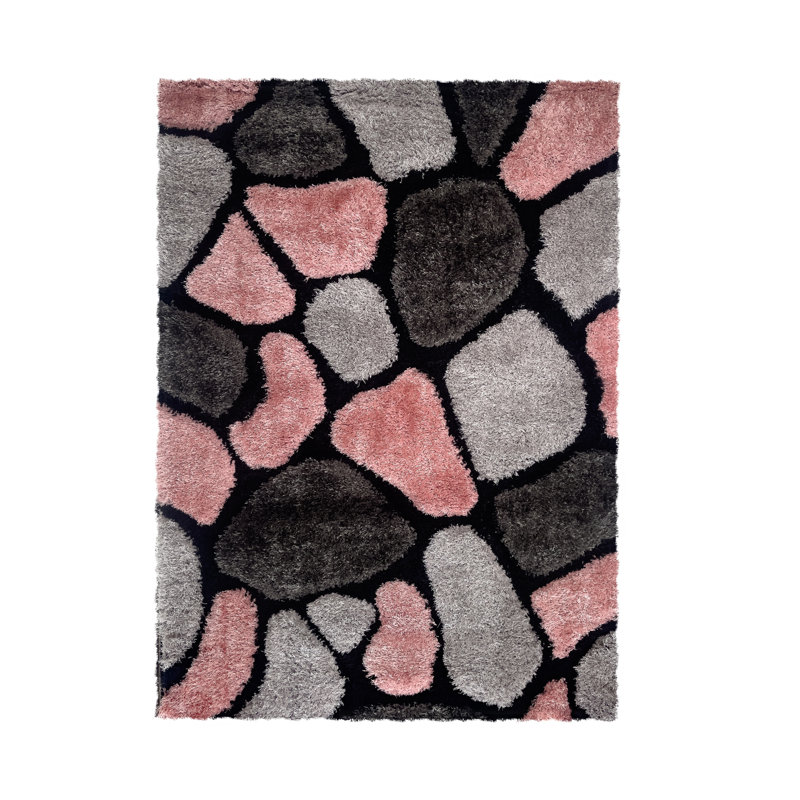 Hospers Geometric Hand Woven Shag Area Rug, Rectangle 60 x 110cm