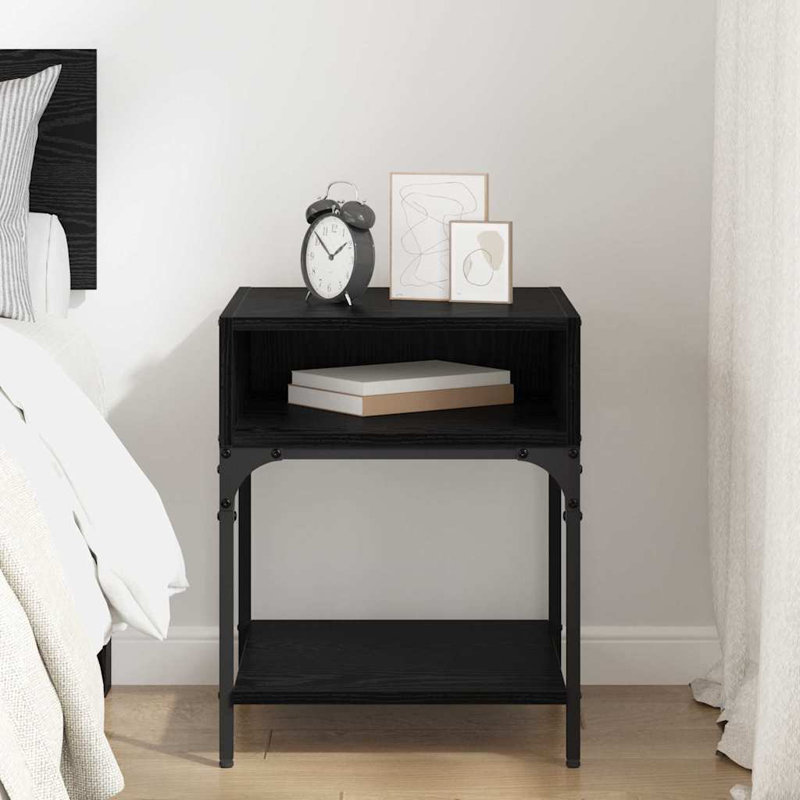 40cm W Manufactured Wood Bedside Table, Black Oak