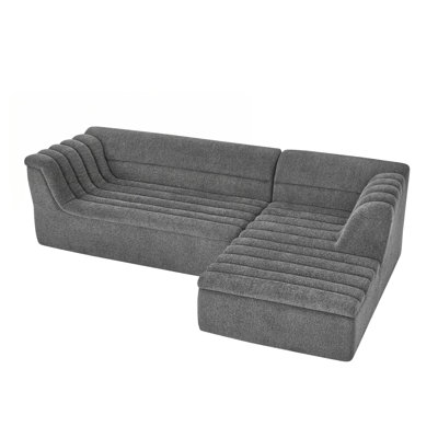 106" L-Shaped Modular Sectional Sofa with Chaise for Living Room, Chenille Upholstered Boneless Couches with Wave-Shaped Armrest, No Pillows Included