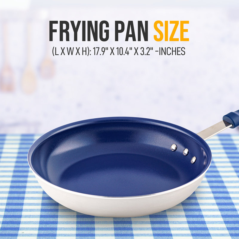 Poêle à frire moyenne 10 po - Poêle antiadhésive avec poignée en silicone, revêtement en céramique à l'intérieur, 12"