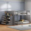Lit superposé double gris avec beaucoup d'espace - 4 tiroirs et 3 tablettes-82035816-82035822