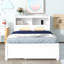 Lit plateforme double avec lit gigogne, tiroirs et prises USB, blanc