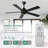 52 Inch Modern Black Chandelier Ceiling Fan Without Light, Quiet DC Motor, 6 Speeds, Dual Finish Reversible Ceiling Fan For Bedroom