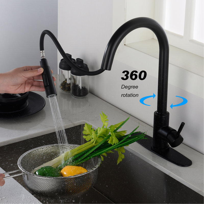 Matte Black Stainless Steel Touch Kitchen Faucet With Pull-Down . 360 Rotating For Complete Sink Disinfection. Corrosion Resistance And Rust Proofing. Easy Water Temperature Flow Control Single