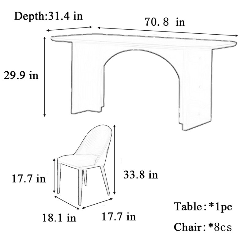 Combinaison table et chaises de style crème, Blanc