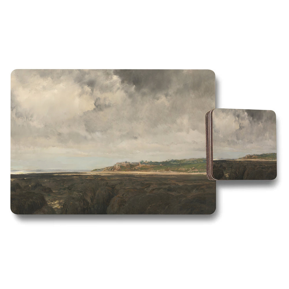Premium Coastal Cliff Landscape Placemats And Coaster Set