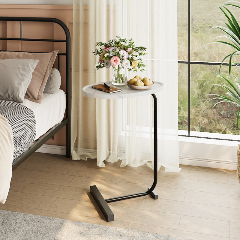 Tray Top Frame End Table, Black, White