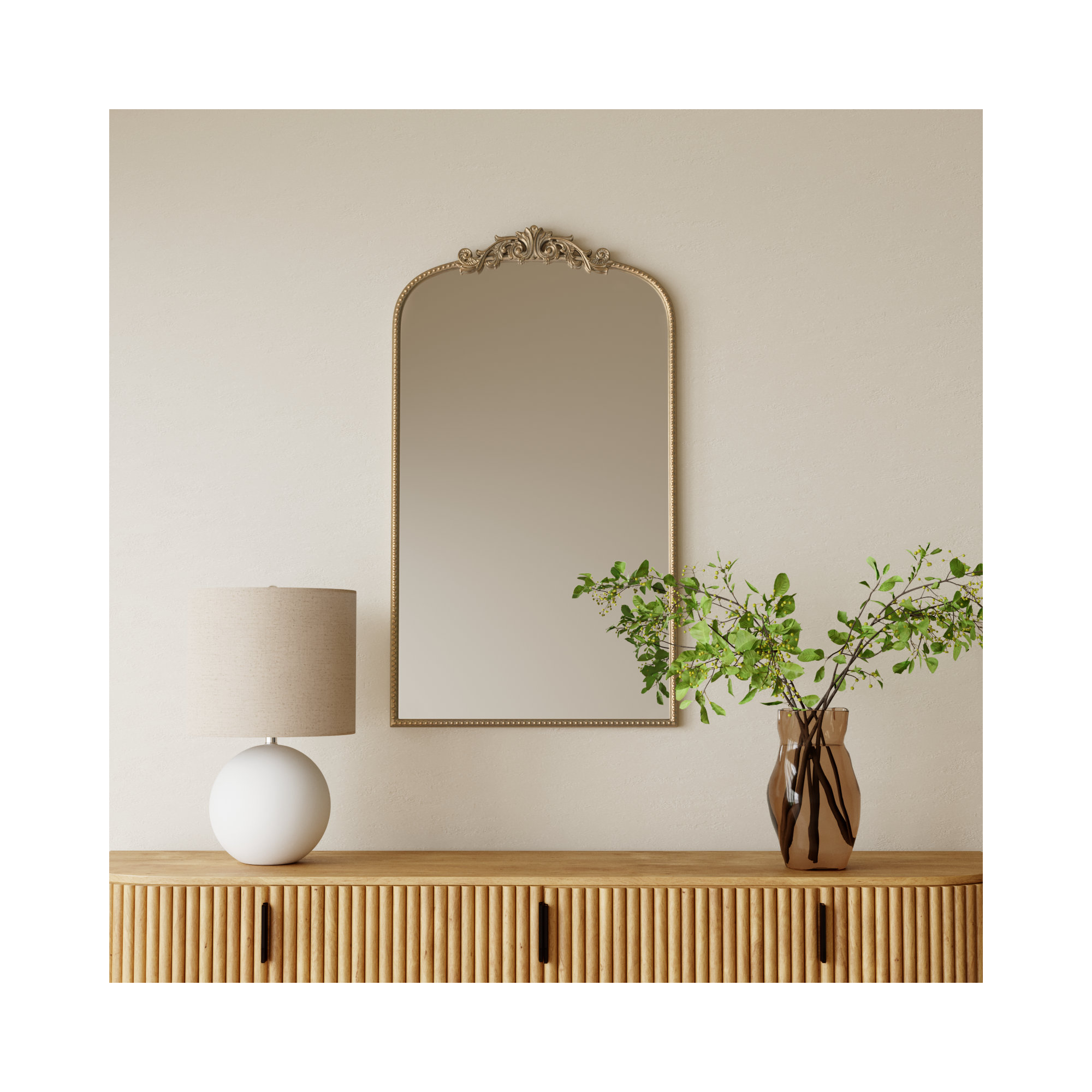 Emmeline Metal Arch Mirror, Gold, 42" x 24"