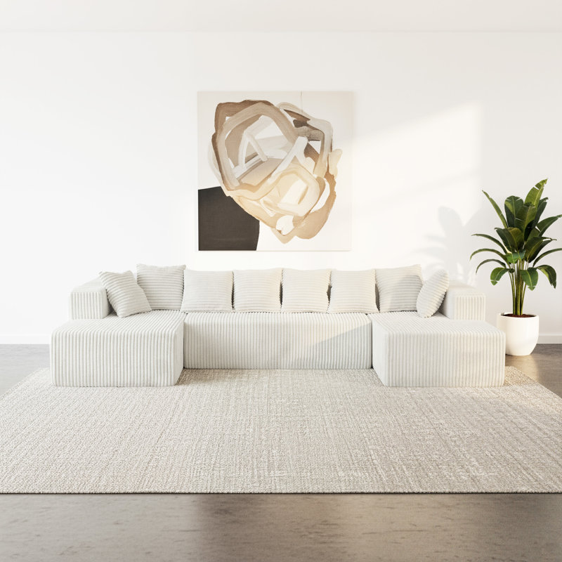 Canapé désossé contemporain avec tissu luxueux à poils longs et conception ergonomique pour un confort et un style ultimes