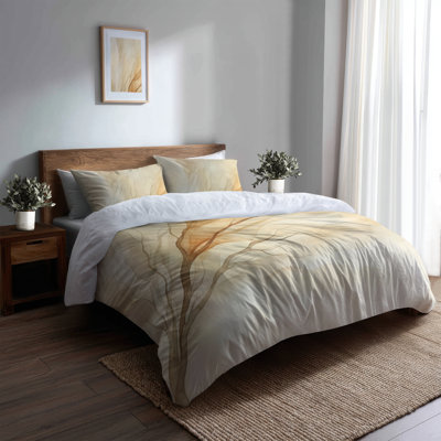 Nature Tree in the Wind Duvet Cover - Tree Silhouette Bedding Set